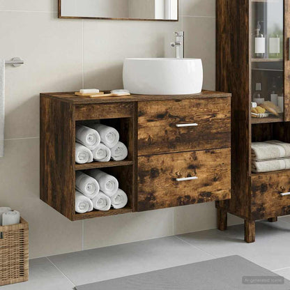 vidaXL Bathroom Furniture Set 2 pcs Smoked Oak Engineered Wood