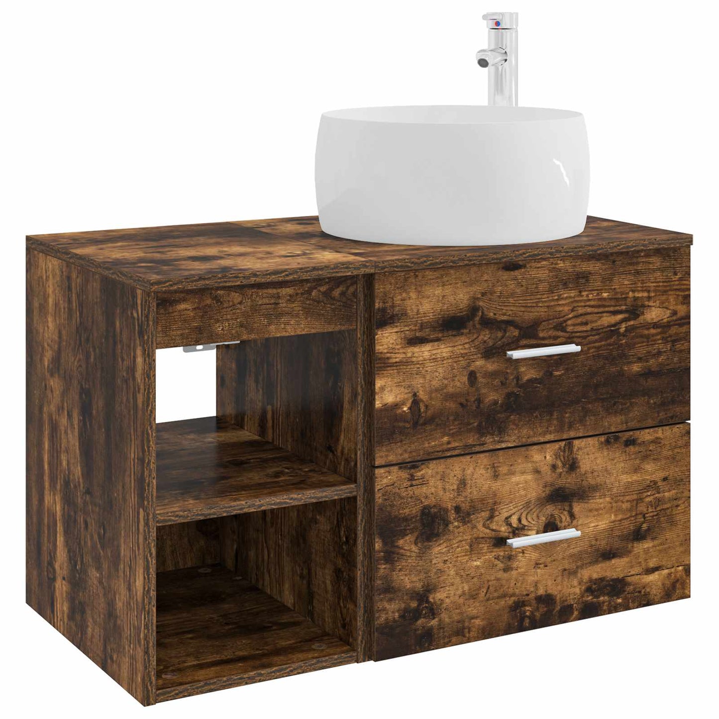 vidaXL Bathroom Furniture Set 2 pcs Smoked Oak Engineered Wood