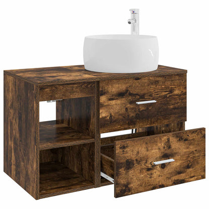 vidaXL Bathroom Furniture Set 2 pcs Smoked Oak Engineered Wood