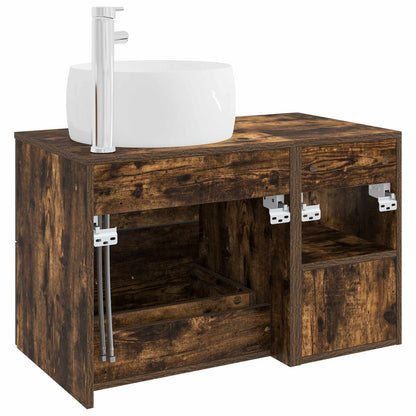 vidaXL Bathroom Furniture Set 2 pcs Smoked Oak Engineered Wood