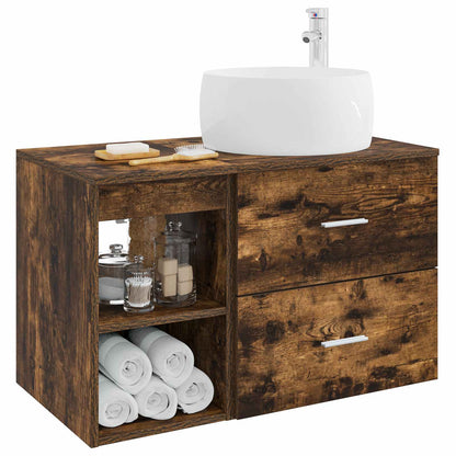 vidaXL Bathroom Furniture Set 2 pcs Smoked Oak Engineered Wood