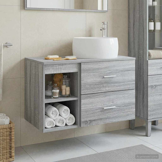 vidaXL Bathroom Furniture Set 2 pcs Grey Sonoma Engineered Wood