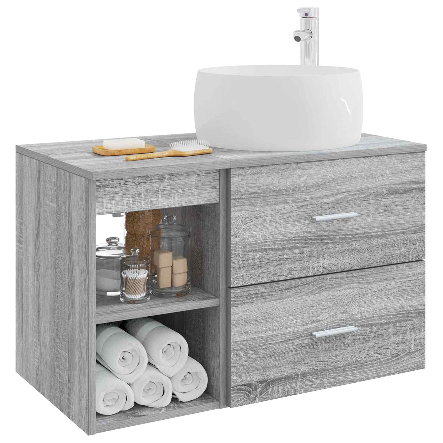 vidaXL Bathroom Furniture Set 2 pcs Grey Sonoma Engineered Wood