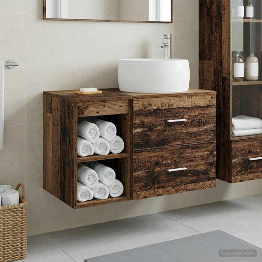 vidaXL Bathroom Furniture Set 2 pcs Old Wood Engineered Wood