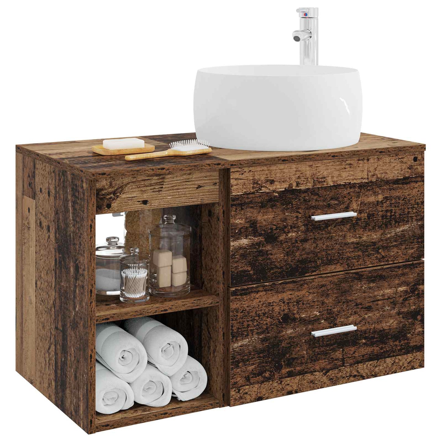 vidaXL Bathroom Furniture Set 2 pcs Old Wood Engineered Wood