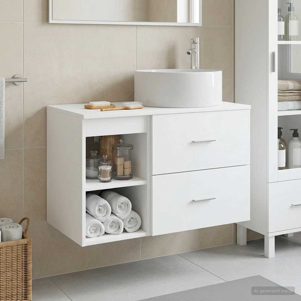 vidaXL Bathroom Furniture Set 2 pcs White Engineered Wood
