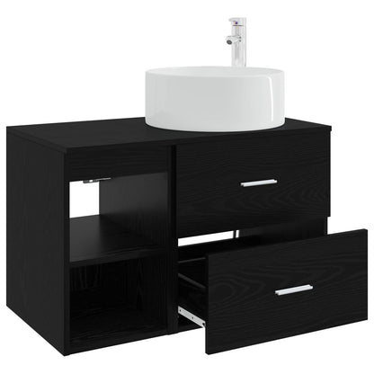 vidaXL Bathroom Furniture Set 2 pcs Black Oak Engineered Wood