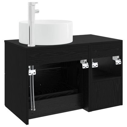 vidaXL Bathroom Furniture Set 2 pcs Black Oak Engineered Wood