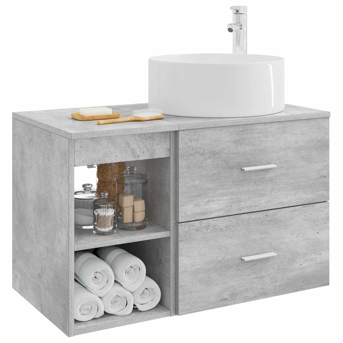 vidaXL Bathroom Furniture Set 2 pcs Concrete Grey Engineered Wood