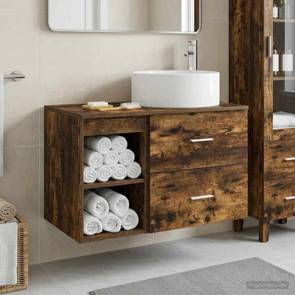 vidaXL Bathroom Furniture Set 2 pcs Smoked Oak Engineered Wood