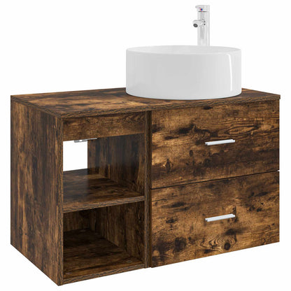 vidaXL Bathroom Furniture Set 2 pcs Smoked Oak Engineered Wood