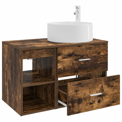 vidaXL Bathroom Furniture Set 2 pcs Smoked Oak Engineered Wood