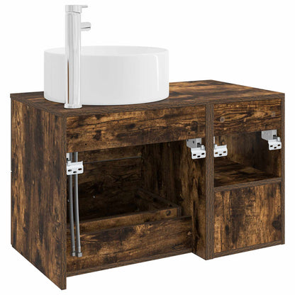 vidaXL Bathroom Furniture Set 2 pcs Smoked Oak Engineered Wood