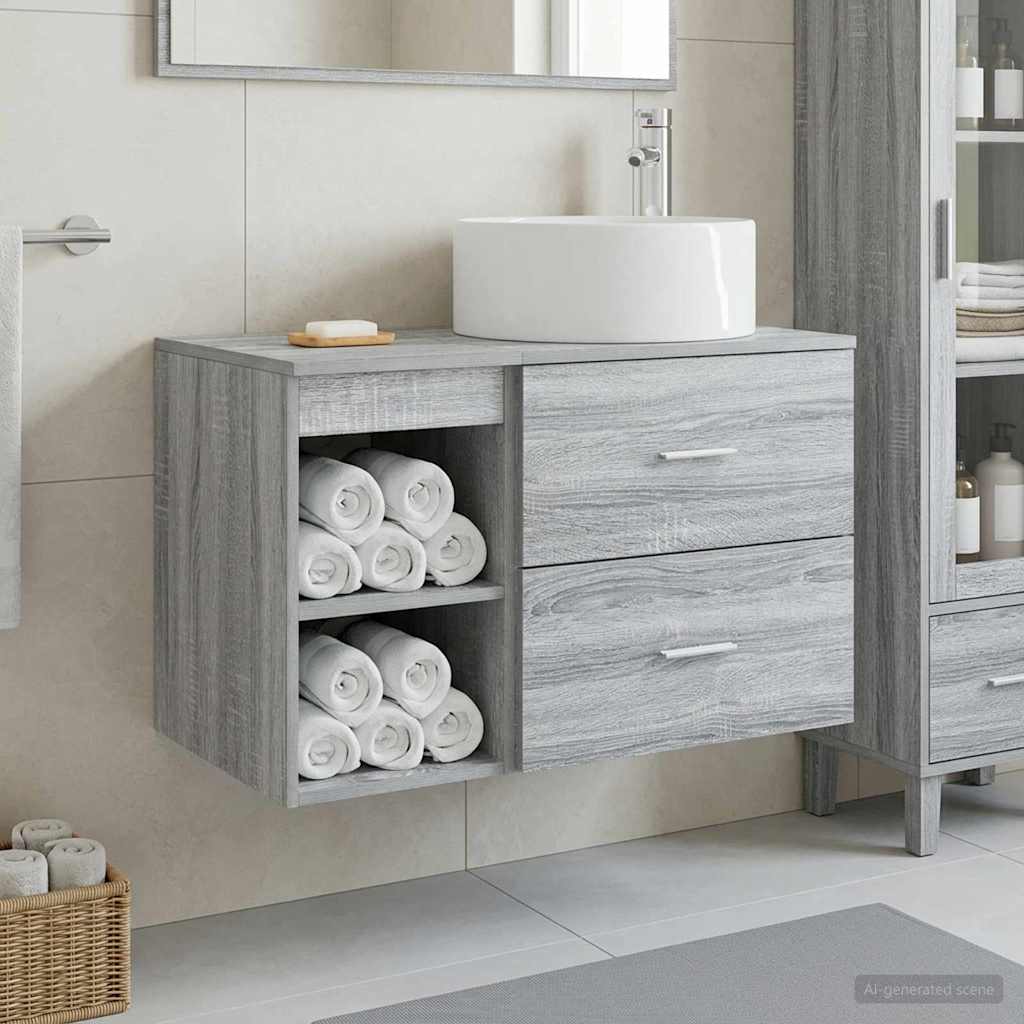 vidaXL Bathroom Furniture Set 2 pcs Grey Sonoma Engineered Wood