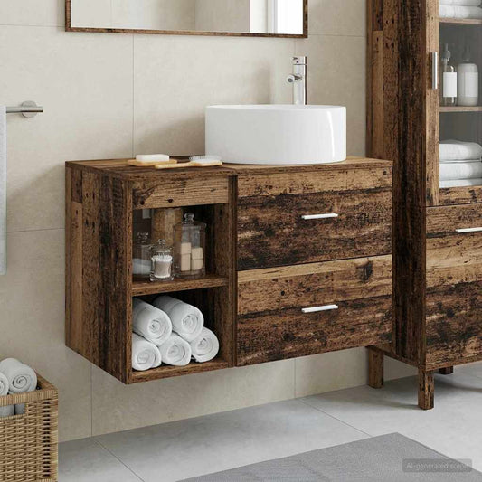 vidaXL Bathroom Furniture Set 2 pcs Old Wood Engineered Wood