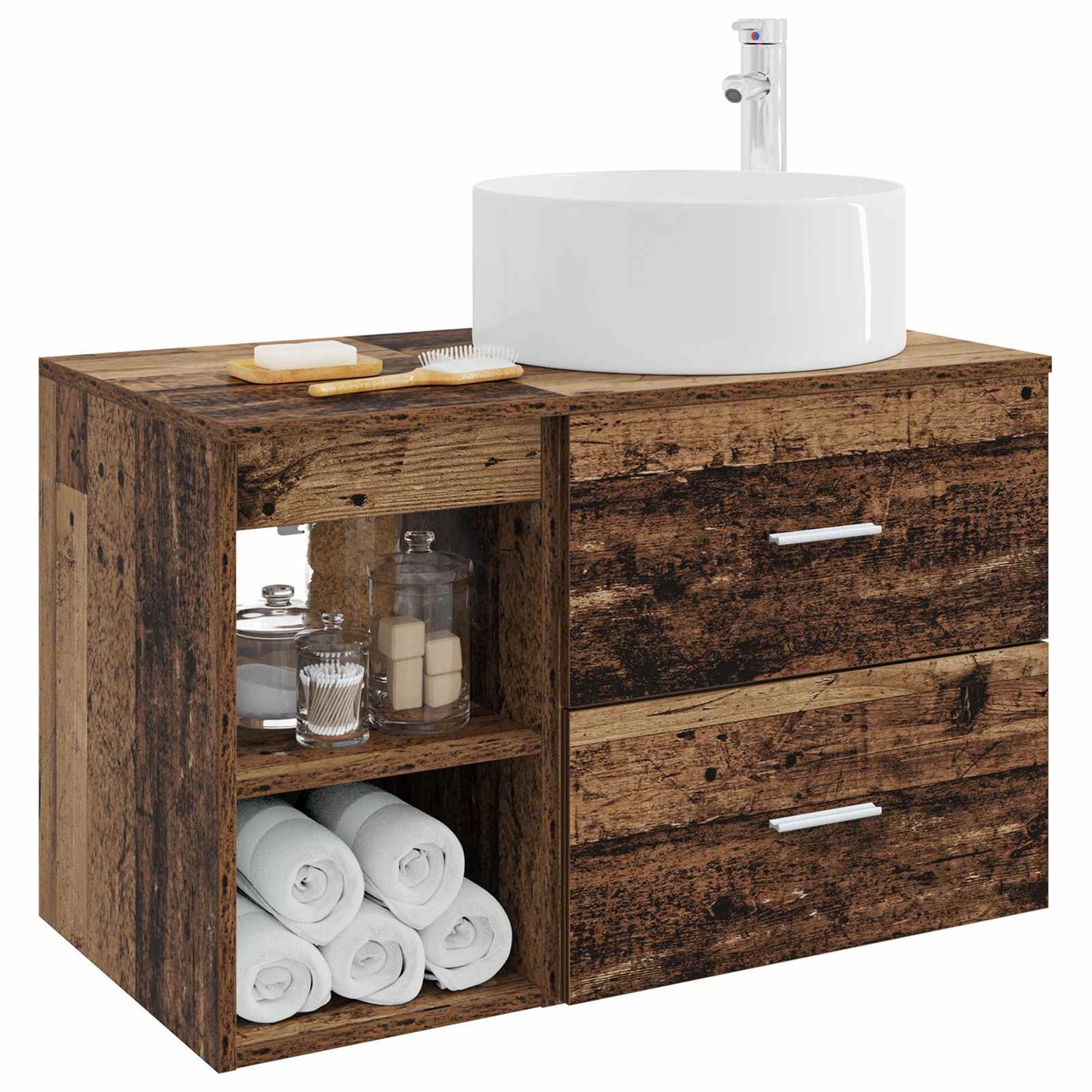 vidaXL Bathroom Furniture Set 2 pcs Old Wood Engineered Wood