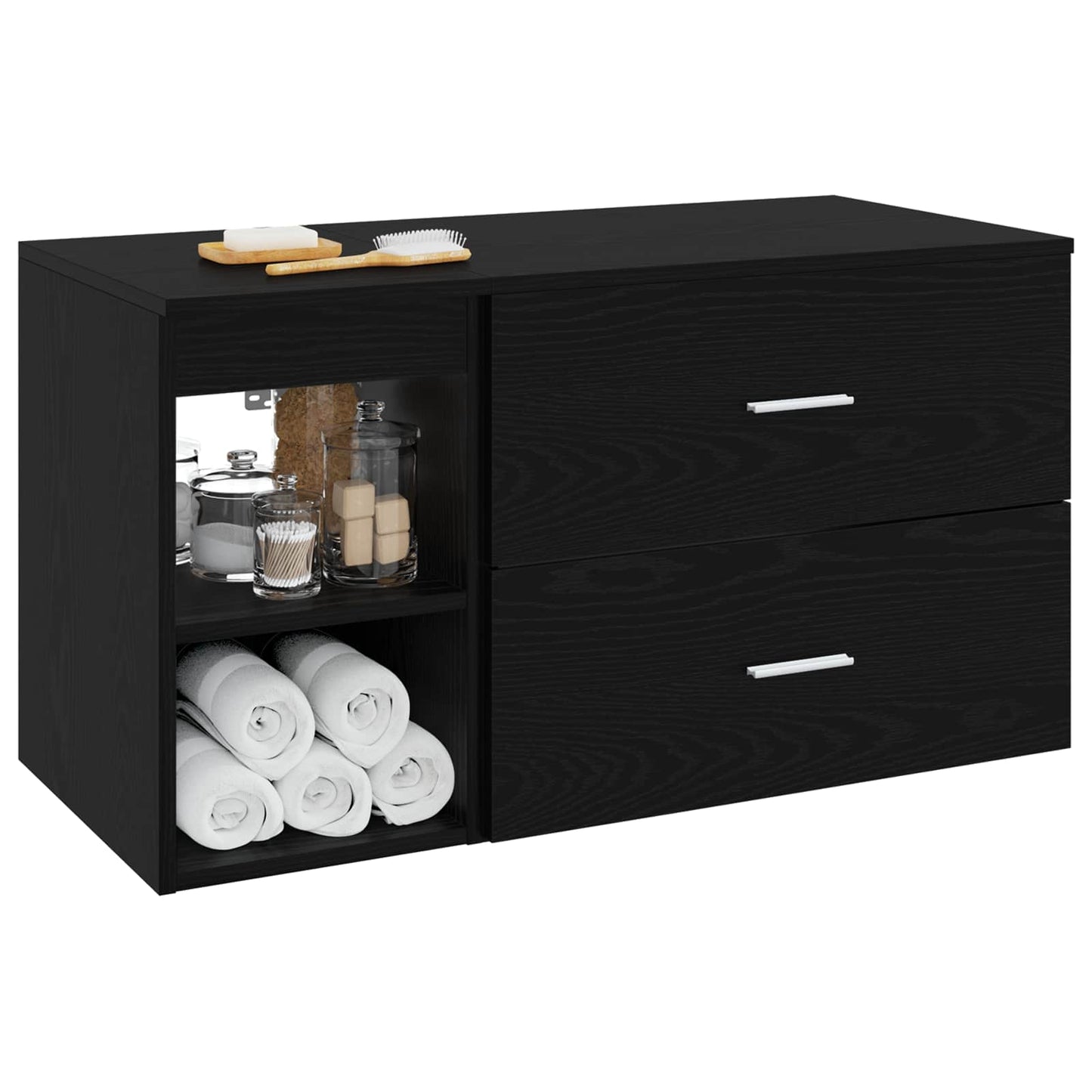 vidaXL Bathroom Furniture Set 2 pcs Black Oak Engineered Wood