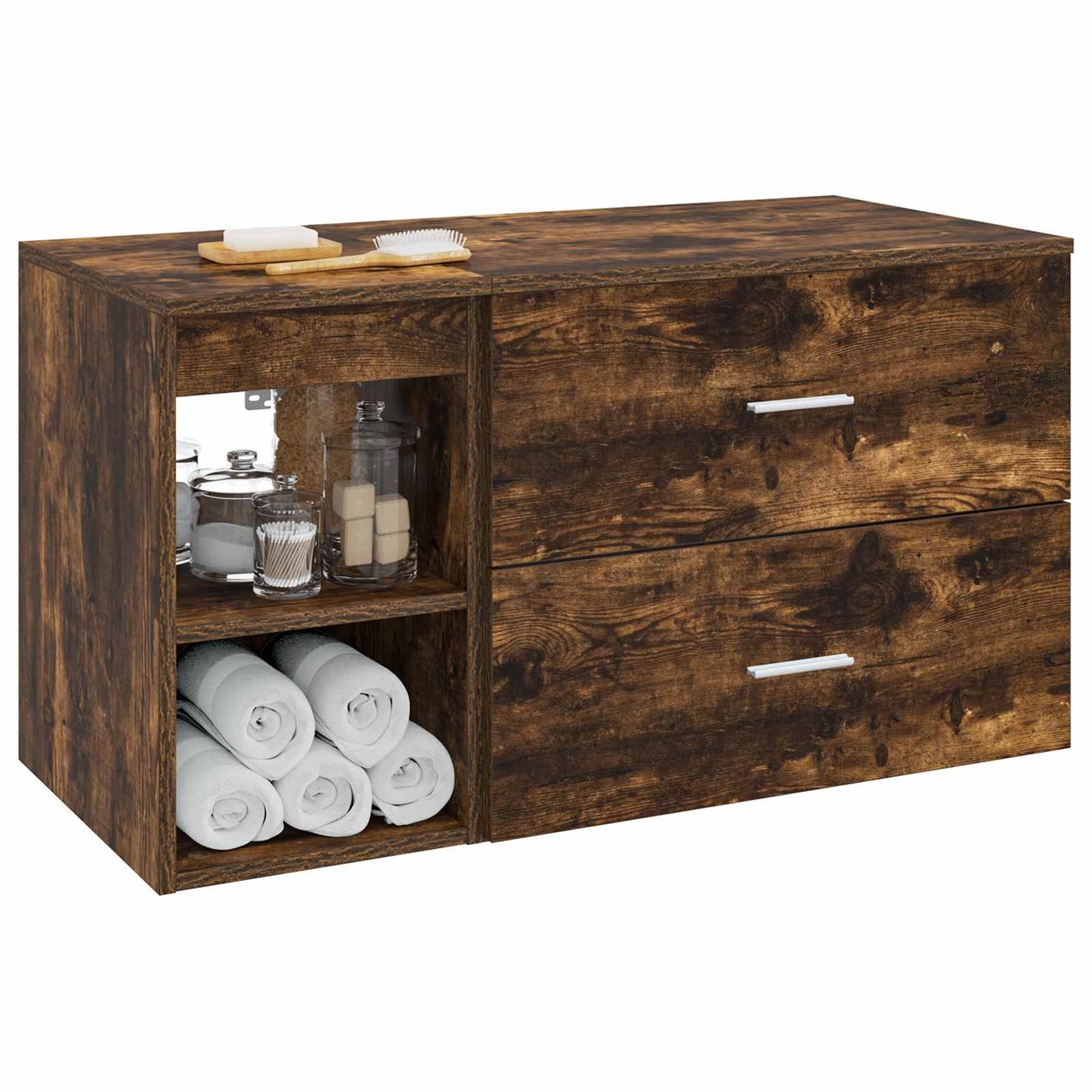 vidaXL Bathroom Furniture Set 2 pcs Smoked Oak Engineered Wood