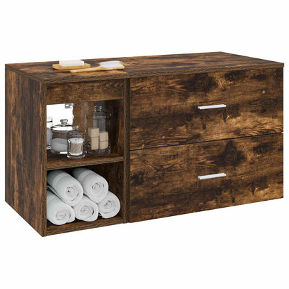 vidaXL Bathroom Furniture Set 2 pcs Smoked Oak Engineered Wood