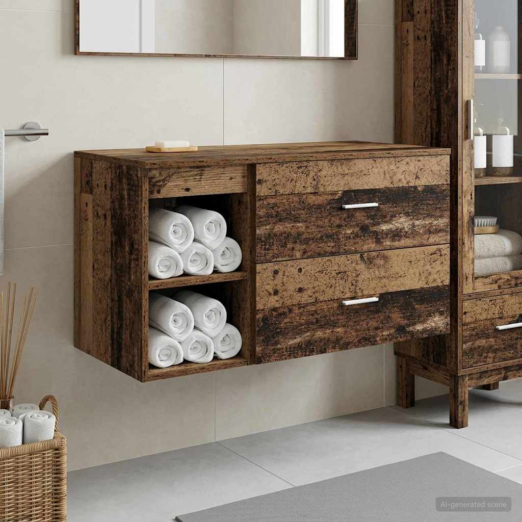 vidaXL Bathroom Furniture Set 2 pcs Old Wood Engineered Wood