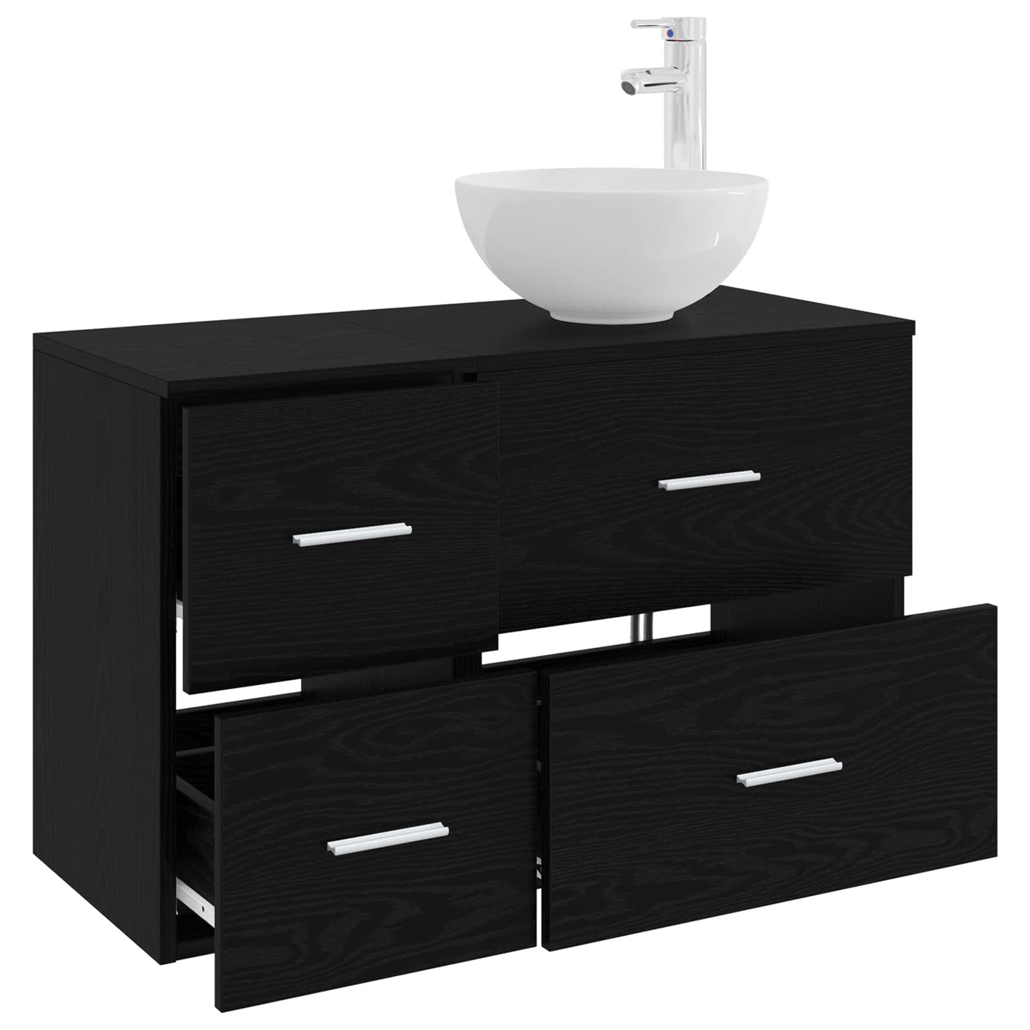 vidaXL Bathroom Furniture Set 2 pcs Black Oak Engineered Wood