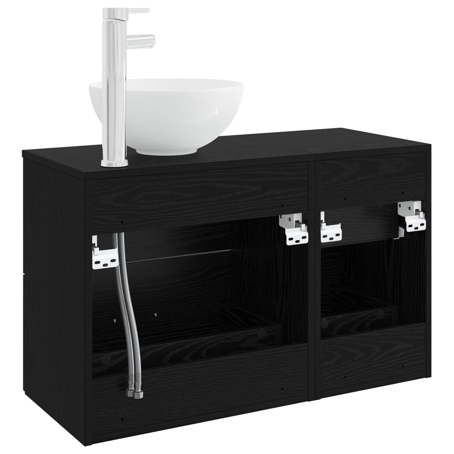 vidaXL Bathroom Furniture Set 2 pcs Black Oak Engineered Wood