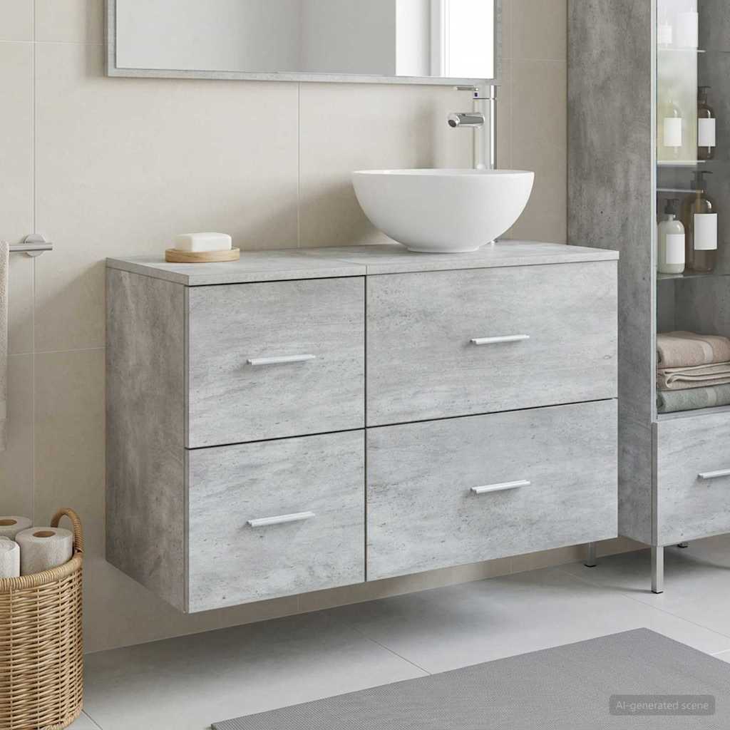 vidaXL Bathroom Furniture Set 2 pcs Concrete Grey Engineered Wood