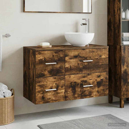 vidaXL Bathroom Furniture Set 2 pcs Smoked Oak Engineered Wood