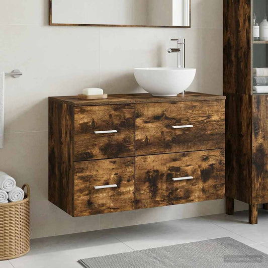 vidaXL Bathroom Furniture Set 2 pcs Smoked Oak Engineered Wood
