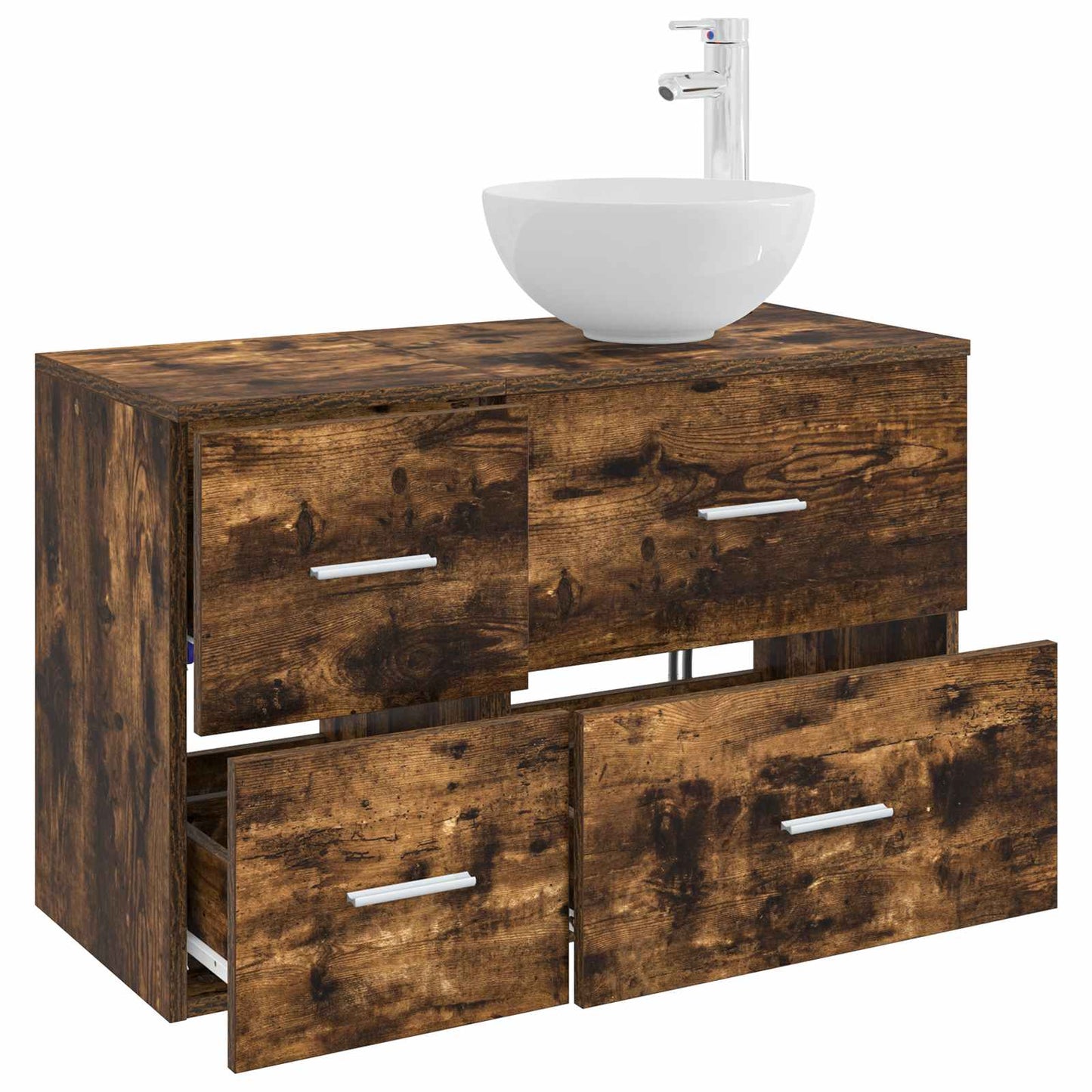 vidaXL Bathroom Furniture Set 2 pcs Smoked Oak Engineered Wood