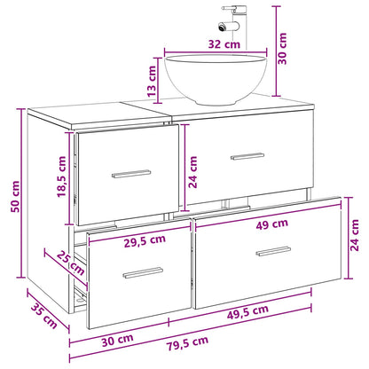 vidaXL Bathroom Furniture Set 2 pcs Grey Sonoma Engineered Wood
