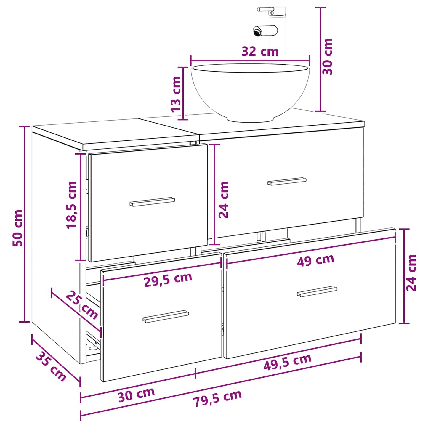 vidaXL Bathroom Furniture Set 2 pcs Artisan Oak Engineered Wood
