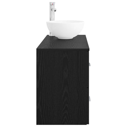 vidaXL Bathroom Furniture Set 2 pcs Black Oak Engineered Wood