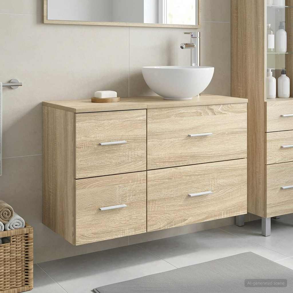 vidaXL Bathroom Furniture Set 2 pcs Sonoma Oak Engineered Wood