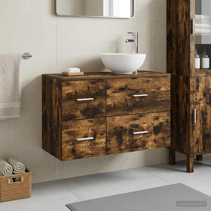 vidaXL Bathroom Furniture Set 2 pcs Smoked Oak Engineered Wood