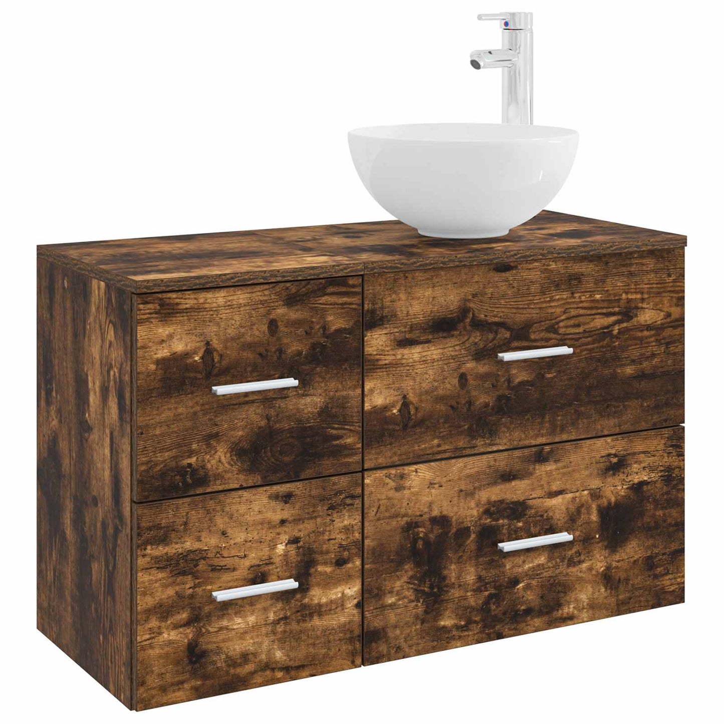 vidaXL Bathroom Furniture Set 2 pcs Smoked Oak Engineered Wood
