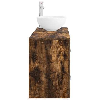 vidaXL Bathroom Furniture Set 2 pcs Smoked Oak Engineered Wood