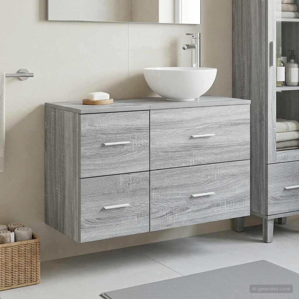 vidaXL Bathroom Furniture Set 2 pcs Grey Sonoma Engineered Wood