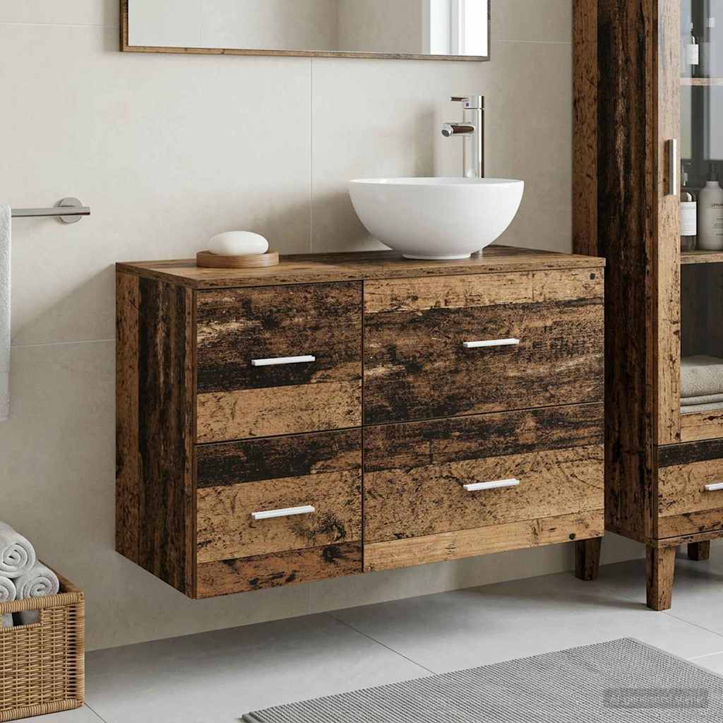 vidaXL Bathroom Furniture Set 2 pcs Old Wood Engineered Wood
