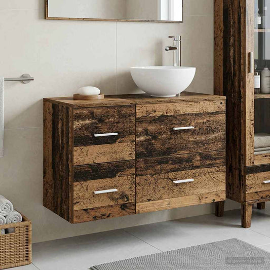 vidaXL Bathroom Furniture Set 2 pcs Old Wood Engineered Wood