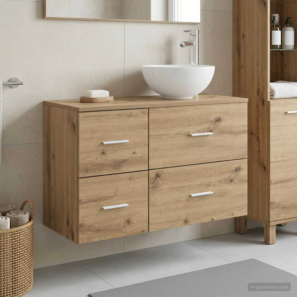vidaXL Bathroom Furniture Set 2 pcs Artisan Oak Engineered Wood
