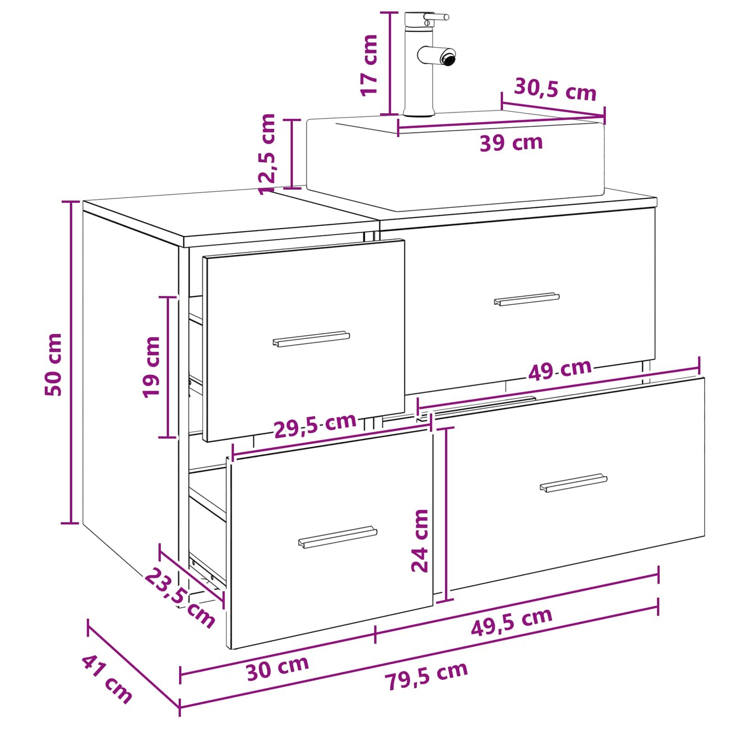 vidaXL Bathroom Furniture Set 2 pcs White Engineered Wood