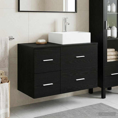 vidaXL Bathroom Furniture Set 2 pcs Black Oak Engineered Wood