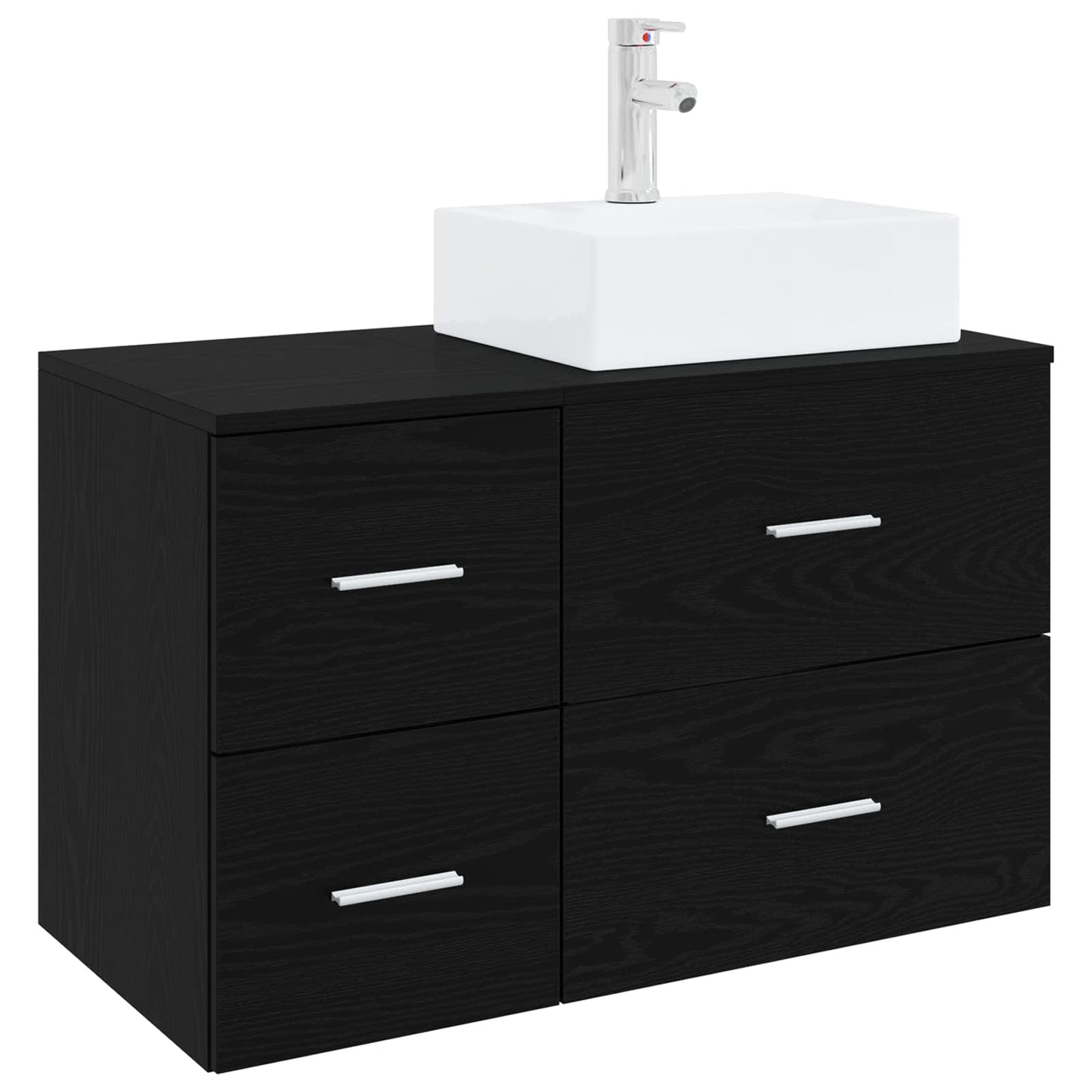 vidaXL Bathroom Furniture Set 2 pcs Black Oak Engineered Wood