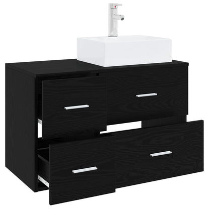 vidaXL Bathroom Furniture Set 2 pcs Black Oak Engineered Wood