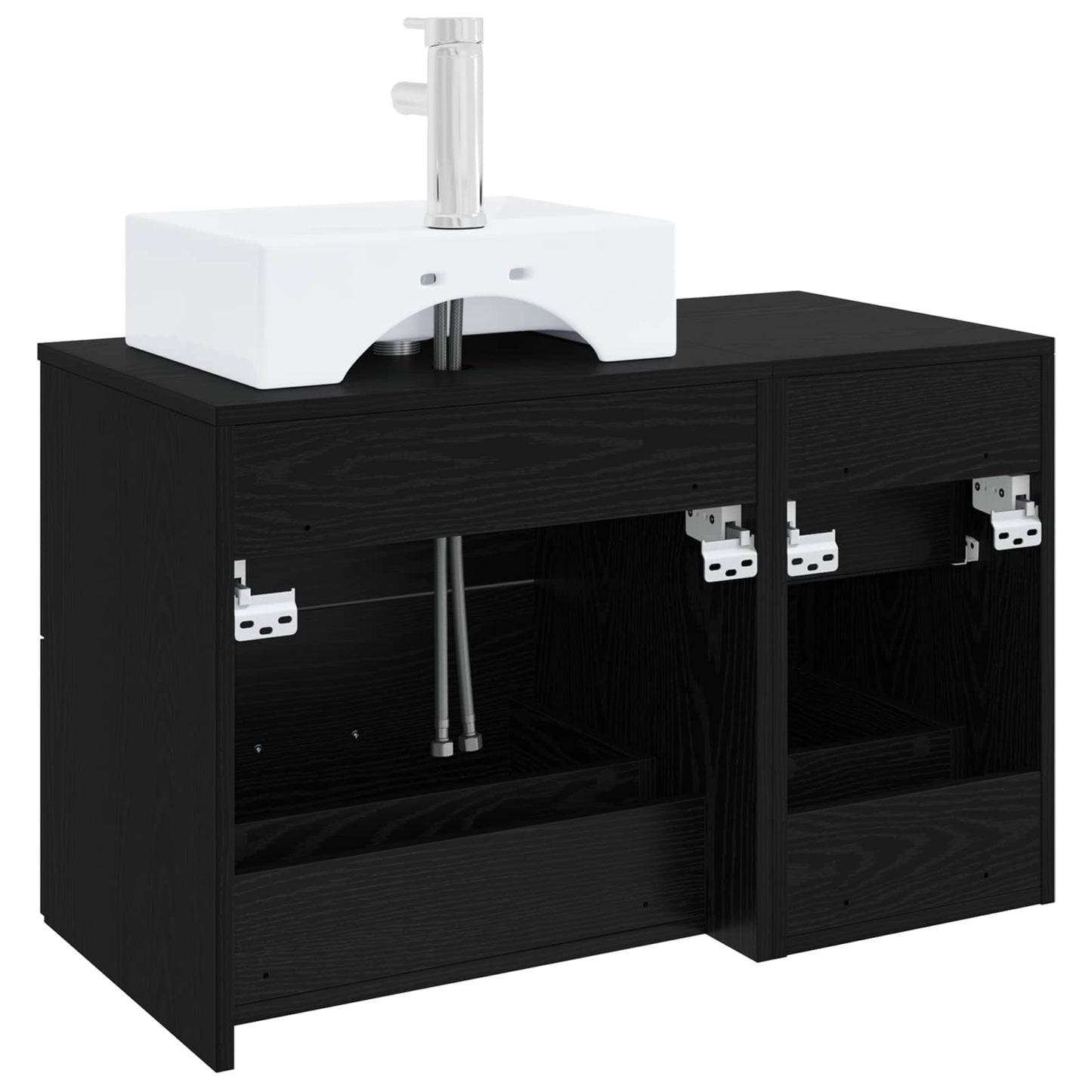 vidaXL Bathroom Furniture Set 2 pcs Black Oak Engineered Wood
