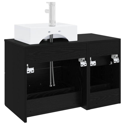 vidaXL Bathroom Furniture Set 2 pcs Black Oak Engineered Wood