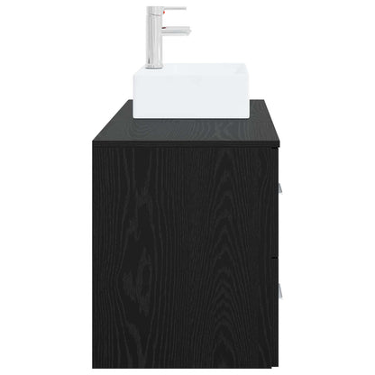 vidaXL Bathroom Furniture Set 2 pcs Black Oak Engineered Wood