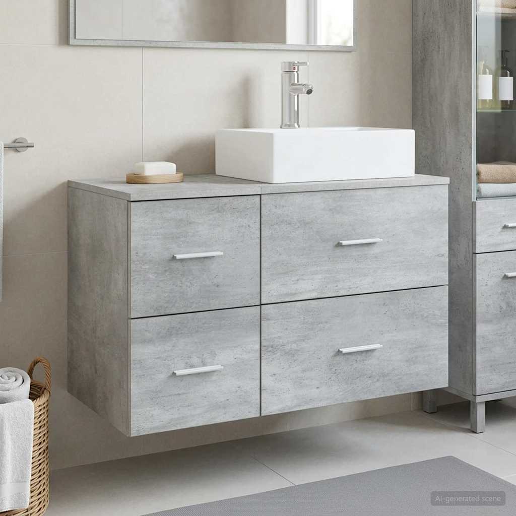 vidaXL Bathroom Furniture Set 2 pcs Concrete Grey Engineered Wood