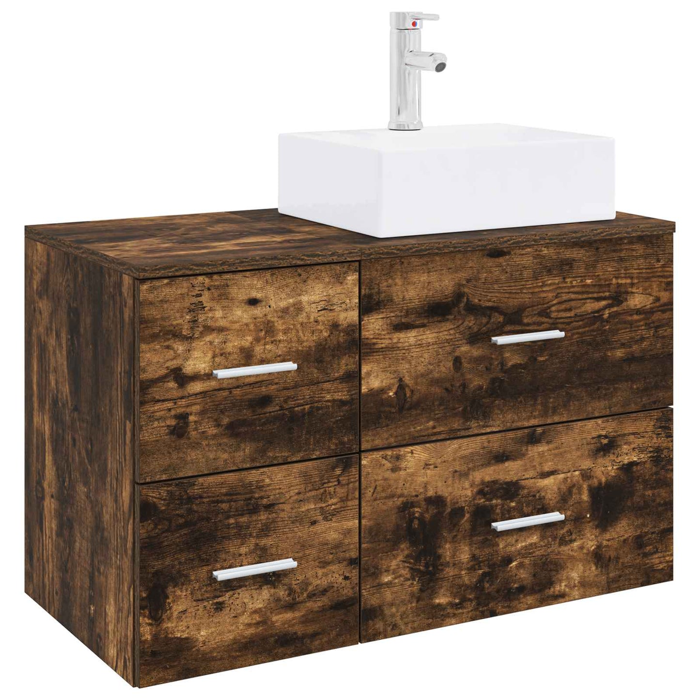 vidaXL Bathroom Furniture Set 2 pcs Smoked Oak Engineered Wood